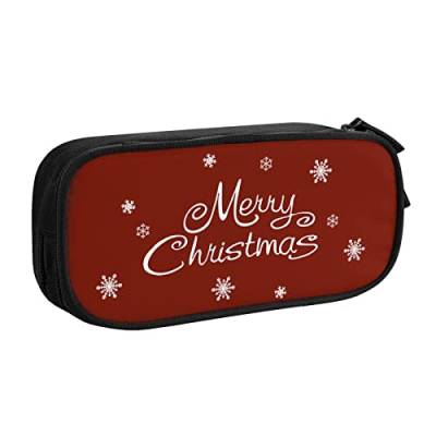 FJAUOQ Federmäppchen Merry Christmas Pencil Case Compartments Pen Pouch Box Multifunctional Makeup Bag Holder Large Storage Stationery Organizer with Zipper for Office Travel von FJAUOQ