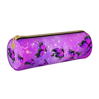 FJAUOQ Federmäppchen Purple Butterfly Pencil Case with Zipper Durable Portable Pen Pouch Office Storage Bag Travel Toiletry Holder for Women Men von FJAUOQ