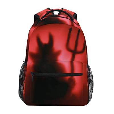 FJAUOQ Halloween Teufel Jungen Mädchen Kinder Schulrucksäcke Büchertasche Grundschultasche Reiserucksack Tagesrucksack, Siehe Abbildung, Einheitsgröße von FJAUOQ