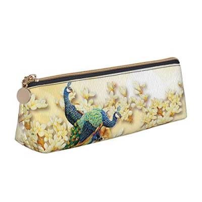 Federmäppchen Peacock Koi White Flower Pencil Case with Zipper Durable Portable Pen Pouch Office Storage Bag Travel Toiletry Holder for Women Men von FJAUOQ