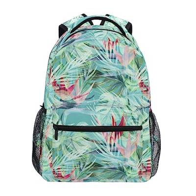 Hawaii Blatt Blume Kinder Schulrucksack für Jungen Mädchen Teenager Büchertasche Reise Tagesrucksack Tasche 40,6 cm, Siehe Abbildung, Einheitsgröße von FJAUOQ