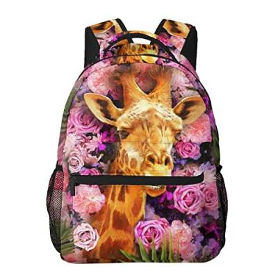 Kinderrucksäcke Rose Giraffe Kids Backpacks Large-Capacity School Bags 16 Inch Portable Laptop Bookbag Casual Backpack For 1th- 6th Grade Boys And Girls von FJAUOQ