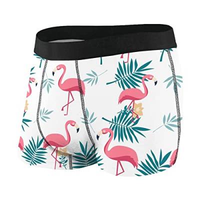 Niedliche Flamingo-Blätter, Herren-Boxershorts, Unterhose für Männer, Freund von FJAUOQ