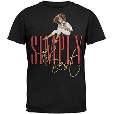 Tina Turner Simply The Best Herren T-Shirt Baumwolle Rundhals Schwarz Schwarz von FJAUOQ