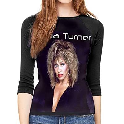 Tina Turner T-Shirt Damen Slim T-Shirt mit 3/4-Ärmeln, grafisches Oberteil, stilvoller, Schlichter Rundhals-Halbarm von FJAUOQ