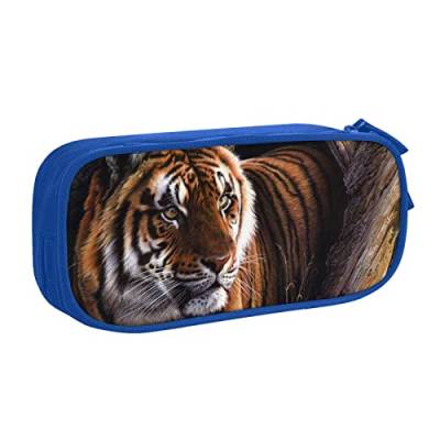 FLYIFE Bengal Tiger Große Federtasche mit 2 Fächern Federmäppchen Federmäppchen Bleistiftbeutel Tasche Organizer für Mädchen Jungen Student Schule Büro College -, blau, Einheitsgröße, Schulranzen von FLYIFE