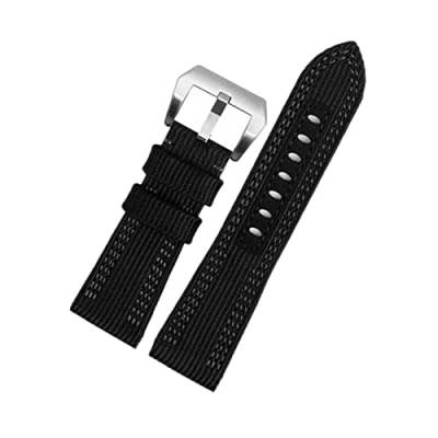 FNDWJ Canvas-Armband für Panerai PAM00984 985 441 Serie, Nylon-Leinen-Lederarmband, 24 mm26 mm, 26mm Black Buckle, Achat von FNDWJ