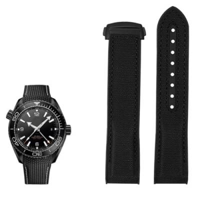 FNDWJ Nylon-Gummi-Uhrenarmband für Omega Seamaster Planet Ocean Herren, Faltschließe, Uhrenzubehör, Silikon-Uhr, 20 mm, 22 mm, 22 mm, Achat von FNDWJ