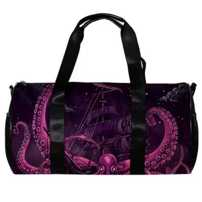 Turnbeutel für Herren, Turnbeutel für Herren, Turnbeutel für Damen, Reisetasche, Seesack für Flugzeug, Oktopus Ozean, Tier, Tintenfisch, Muster 5673, 45x23x23cm(17.7x9x9in) von FNETJXF