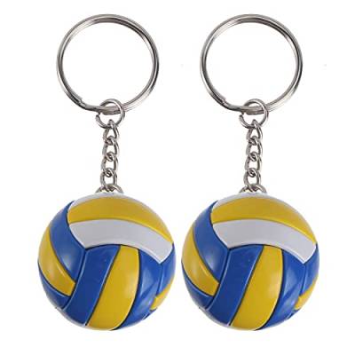 FOMIYES 2 Stück Volleyball-Schlüsselanhänger, lustige Sportball-Schlüsselanhänger, einzigartige Taschenanhänger, Leder-Volleyball-Ornamente, hängende Schlüsselringe für Partys, Geschenkfüller von FOMIYES