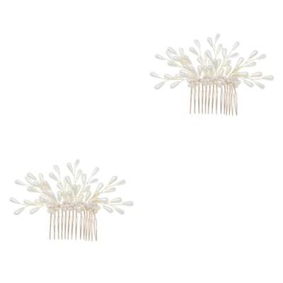 FOMIYES 2st Perlenhaarspangen Braut Haarspange Brautkopfschmuck Für Die Hochzeit Hochzeitskopfschmuck Hochzeitshaarkamm Für Die Braut Haarspangen Für Damen Handbuch Fräulein Haarnadel von FOMIYES