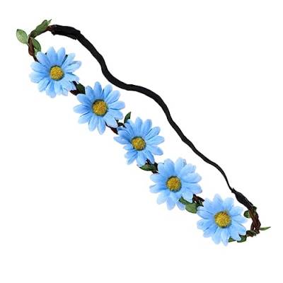 FOMIYES Hawaiianischer Sonnenblumen-Haarkranz Party-Girlandenkränze Simuliertes Blumen-Haarband Kopfbedeckungen Im -Stil Für Den Strand 5 Stück (Blau) von FOMIYES