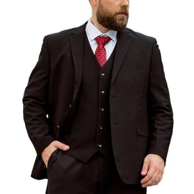 FRULP Herren-Blazer, 2-teilig Smoking Kleid Jacke Business Lässig Locker Übergröße Anzug-Set, Hochzeitsbankett Kleid Gentleman Kleidung, Oberteil Und Hose,6XL,Black von FRULP