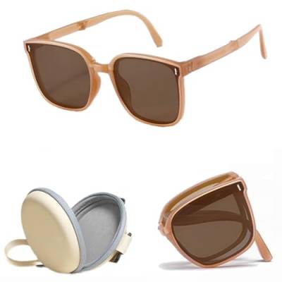 FRoon Zusammenklappbare polarisierte Sonnenbrille, tragbare, leichte Sonnenbrille im Taschenformat mit Etui for Damen und Herren (Color : C) von FRoon