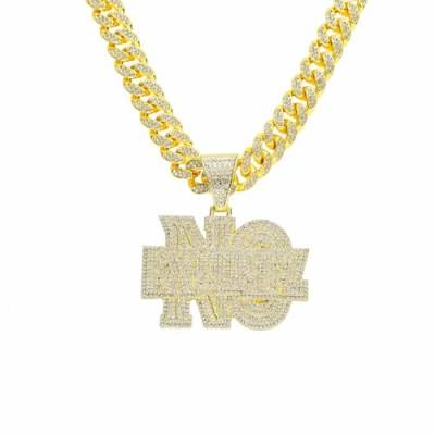 Halsketten Herren Hip hop Ketten Anhänger Frauen damenkette Rapper Halskette mit Anhänger im Hip-Hop-Design, voller Diamant, Buchstabe N, modisch, personalisierbar, goldfarben, 45 cm von FUSHENGTER