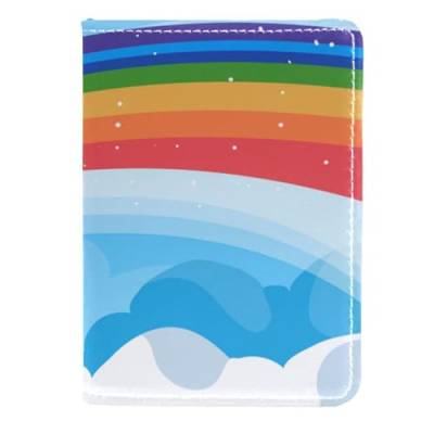 FVQL Reisepasshülle Kartenetui Reisezubehör für Damen Herren Regenbogen und Wolkenmuster, Color5049, 11.5x16.5cm/4.5x6.5 in von FVQL