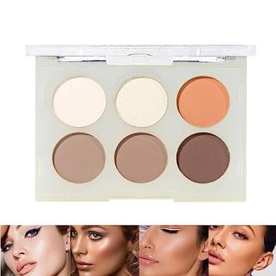 Bronzer-Palette - Bronzer Highlighter Rouge Matte Contour Makeup Palette 6 Farben - Pigment Highlighter Contouring Blusher Powder Cosmetics, professionelle Beauty-Make-up-Palette für Frauen Facynde von Facynde