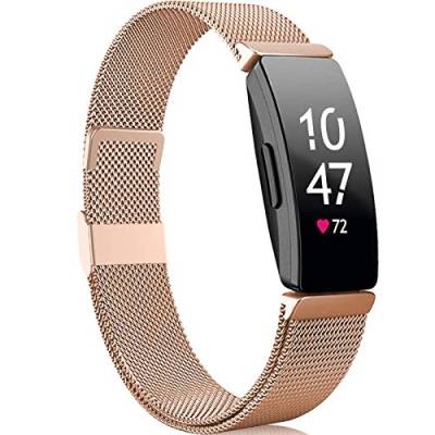 Faliogo Kompatibel für Fitbit Inspire Armband/Fitbit Inspire 2 Armband/Fitbit Inspire HR Armband, Metall Edelstahl Ersatzarmband mit Magnetverschluss Kompatibel mit Ace 2, Damen Klein, Royalgold von Faliogo