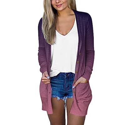 Fannyfuny Strickjacke Damen Lang Strickjacke Damen Sommer Cardigan Kurz-Strickcardigan Langarm Strickmantel Einfarbig Damenjacken Herbst üBergangsjacke Leicht GroÃŸE GröÃŸEn Sommerjacke von Fannyfuny