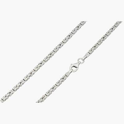 FeinWert Königskette rhodiniert 925 Sterling Silber vierkant Kette Collier 4.0 mm, 45 cm von FeinWert