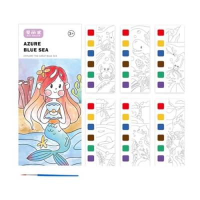 Fenteer Aquarell-Malbuch, Aquarell-Lesezeichen, Zeichenspielzeug, Kunsthandwerk für Mädchen und Jungen, Meer von Fenteer