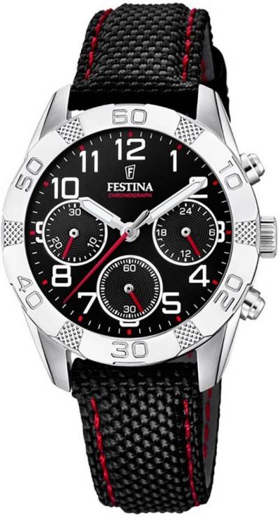 Festina Quarzuhr Festina Kinder Uhr F20346/3 Leder/PUband, Kinder Armbanduhr rund, Leder/PURarmband schwarz von Festina