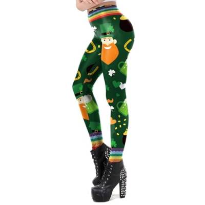 Fiamll Damen St. Patrick's Day Leggings Hohe Taille Hosen Schlank Yoga-Hose Leggings für Damen Sportleggings XL von Fiamll