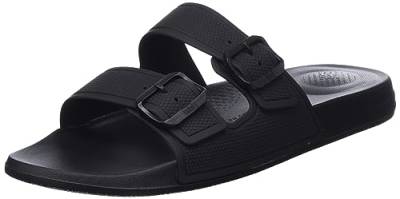 Fitflop Herren Iqushion Verstellbare Rutsche mit Zwei Stangen Schiebe Sandalen, Schwarz, 45 1/3 EU von Fitflop