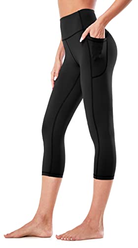 Flatik Sport Leggings Damen，Damen Sporthose High Waist mit Tasche Fitnesshose Blickdicht Gym Capri Leggings XXL von Flatik