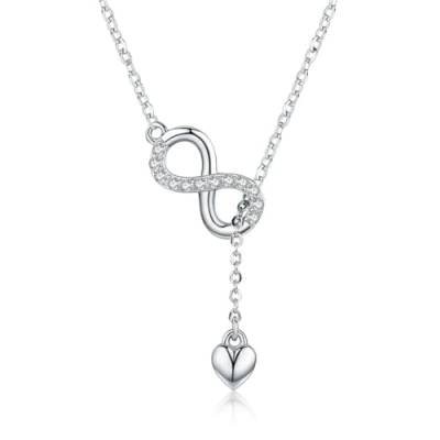 Halskette Ketten Schmuck Herren Frauen Anhänger Necklace 925 Unendlicher Liebesanhänger Halskette Forever Love Choker Damen Feiner Schmuck Silber von Focisa