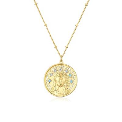 Halskette Ketten Schmuck Herren Frauen Anhänger Necklace Blaue Halskette Göttin Anhänger Halskette Frauen Mädchen Schmuck Gold von Focisa