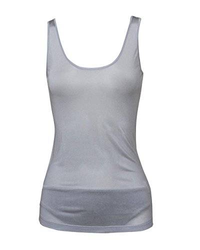 FosterNatur Damen Träger Top, 100% Seide, Silber XL von FosterNatur