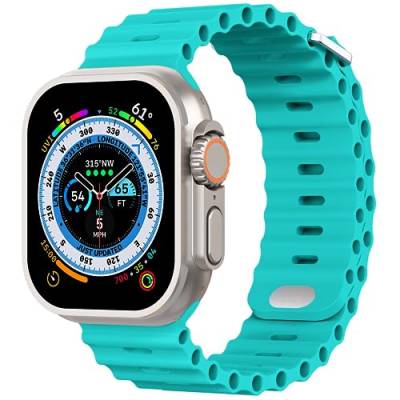 Foufousun Ocean Armband, kompatibel mit Apple Watch Ultra, 49 mm, 45 mm, 44 mm, 42 mm, 41 mm, 40 mm, 38 mm, für Herren und Damen, weiches Silikon-Sportarmband, Ersatzband für Apple Watch Ultra iWatch von Foufousun