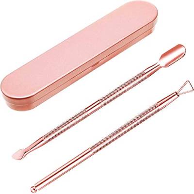 Nagelhaut Pusher Remover Kit, Edelstahl Dreieck Nagelhautschäler Schaber und Doppelt Beendet Nagelhautschieber Cutter Löffel Nagelreiniger Gel Nagellack Nagel Kunst Entferner Werkzeuge (Rose Gold) von Frienda