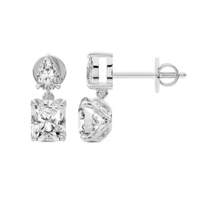 8 Karat IGI-Zertifiziert Strahlend Form Im Labor Gezüchteter Diamant Earrings | 18K in Weißgold | Seraphic Teardrop Dangling Ohrringe | Krappenfassung | FG-VS1-VS2 Qualität von Friendly Diamonds