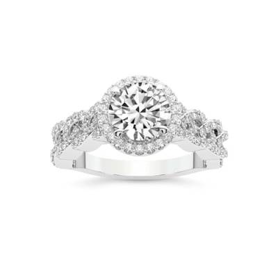Im Labor Gezüchtet Verlobungsring für Frauen 1 Karat IGI-Zertifiziert Runden Form | 14K oder 18K Weiß-, Gelb- oder Roségold Imperiella Halo Celtic Knot Diamant-Ring | FG-VS1-VS2 Quality von Friendly Diamonds