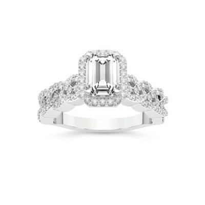 Im Labor Gezüchtet Verlobungsring für Frauen 3 Karat IGI-Zertifiziert Smaragd Form | 14K oder 18K Weiß-, Gelb- oder Roségold Imperiella Halo Celtic Knot Diamant-Ring | FG-VS1-VS2 Quality von Friendly Diamonds