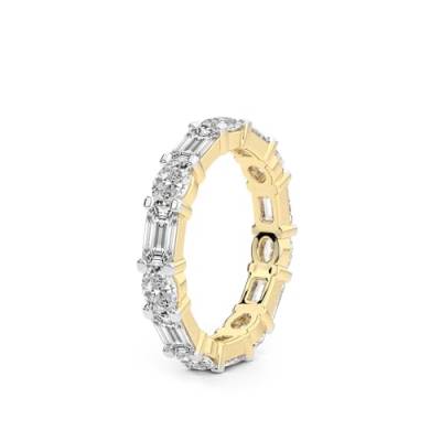 Oval & Smaragd Form Im Labor Gezüchteter Diamant Mckenna Ewigkeitsring Für Frauen | 3 Karat IGI-Zertifiziert 14K Gelbgold | FG-VS Qualität Freundliche Diamanten Größe des Ewigkeitsrings 5.5 von Friendly Diamonds