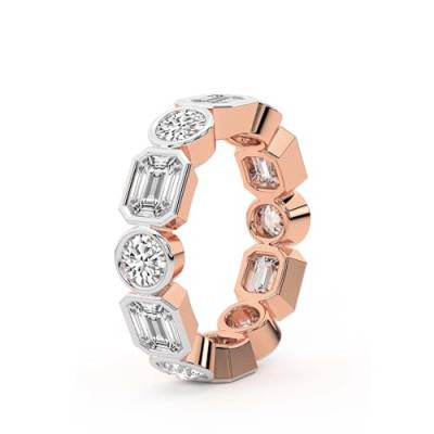 Smaragd & Runden Form Im Labor Gezüchteter Diamant Carmen Bazel Ewigkeitsring Für Frauen | 3 Karat IGI-Zertifiziert 14K Roségold | FG-VS Qualität Freundliche Diamanten Größe des Ewigkeitsrings 9 von Friendly Diamonds