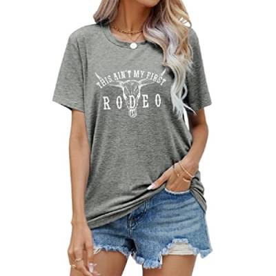 Damen Western Graphic Cowboy Cowgirl T-Shirt This Not First Letter Print Vintage Country Music Kurzarm Blusen Top Damen Kurzarm Top Loose Fit von Frotox