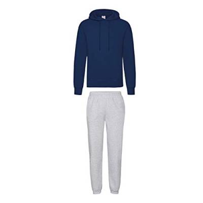 2er-Set Fruit of the Loom Hausanzug Sportanzug Jogginghose & Kapuzensweatshirt (XL, Grau & Navy) von Fruit of the Loom