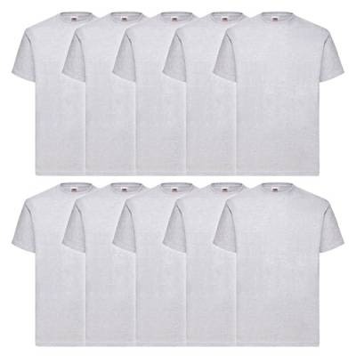 Fruit of the Loom 10er Pack Valueweight T-Shirt + GRATIS MyShirt Stoffbeutel, Farbe:Graumeliert, Größe:S von Fruit of the Loom