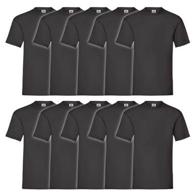 Fruit of the Loom 10er Pack Valueweight T-Shirt + GRATIS MyShirt Stoffbeutel, Farbe:schwarz, Größe:5XL von Fruit of the Loom