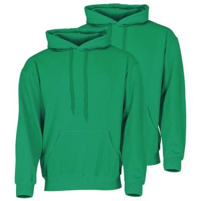 Fruit of the Loom Doppelpack Classic Kapuzen-Sweat Herren Hoodie 2er Pack + GRATIS MyShirt Stoffbeutel, Farbe:maigrün, Größe:S von Fruit of the Loom