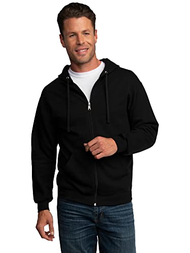 Fruit of the Loom Herren Eversoft Fleece-Hoodies, Pullover & Durchgehender Reißverschluss, feuchtigkeitsableitend und atmungsaktiv, Größen S-4X Hemd, Schwarz, L von Fruit of the Loom