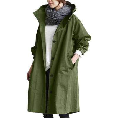 Fulidngzg Frühlingsmantel Damen Oversize mit Kapuze Übergangsmantel Frühlingsmantel Elegant Beige Sommermantel Übergangsjacke Lang Frühling Jacke Mantel Leicht Schwarz Longjacke Trench Coat von Fulidngzg