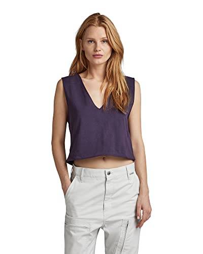 G-STAR RAW Damen Boxy Cropped Graphic Weste, Purpur (carbonne purple D22787-C336-0013), S von G-STAR RAW