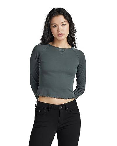 G-STAR RAW Damen Cropped baby sis raglan r t ls wmn, Grau (graphite D23803-1141-996), M von G-STAR RAW