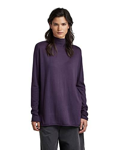 G-STAR RAW Damen Essential Mock Relaxed Strickpullover, Purpur (carbonne purple D22861-D327-0013), S von G-STAR RAW