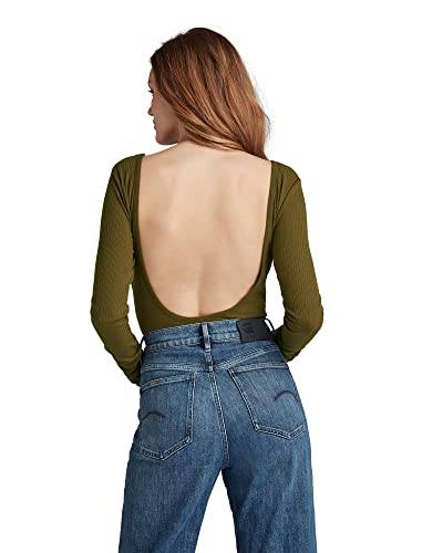 G-STAR RAW Damen Low Back Body Top, Grün (dark olive D20646-C946-C744), M von G-STAR RAW